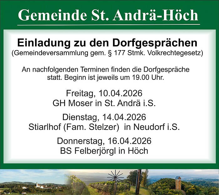 Einladung zu den Dorfgesprächen